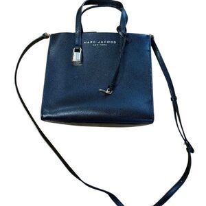 Marc Jacobs New York Mini Grind Leather Crossbody Tote Black Gold Lock Shoulder